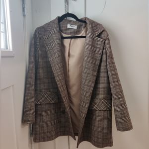 JNSQ wool blend plaid blazer coat